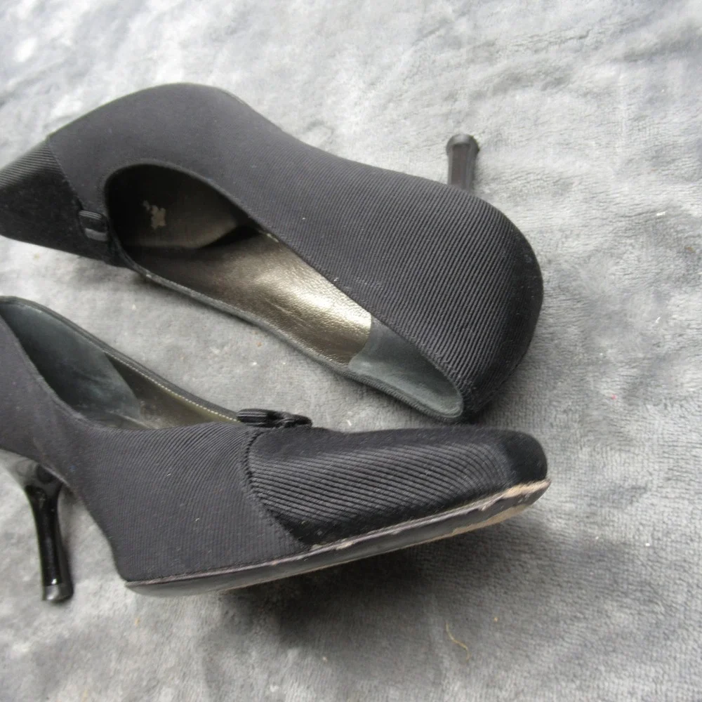 Salvatore Ferragamo Womens 4.5 B Black Pointed‎ Toe Bow Stiletto Heels Pumps